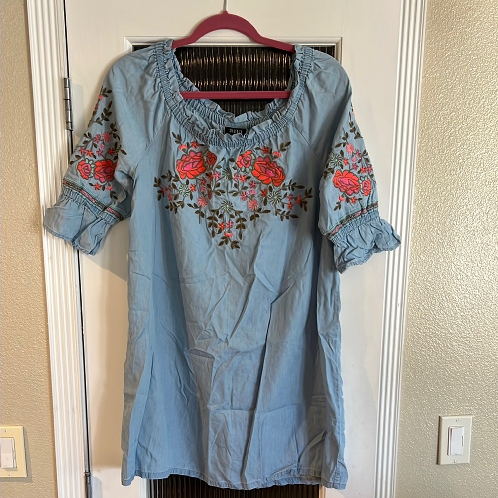 Floral Embroidered Blue Top